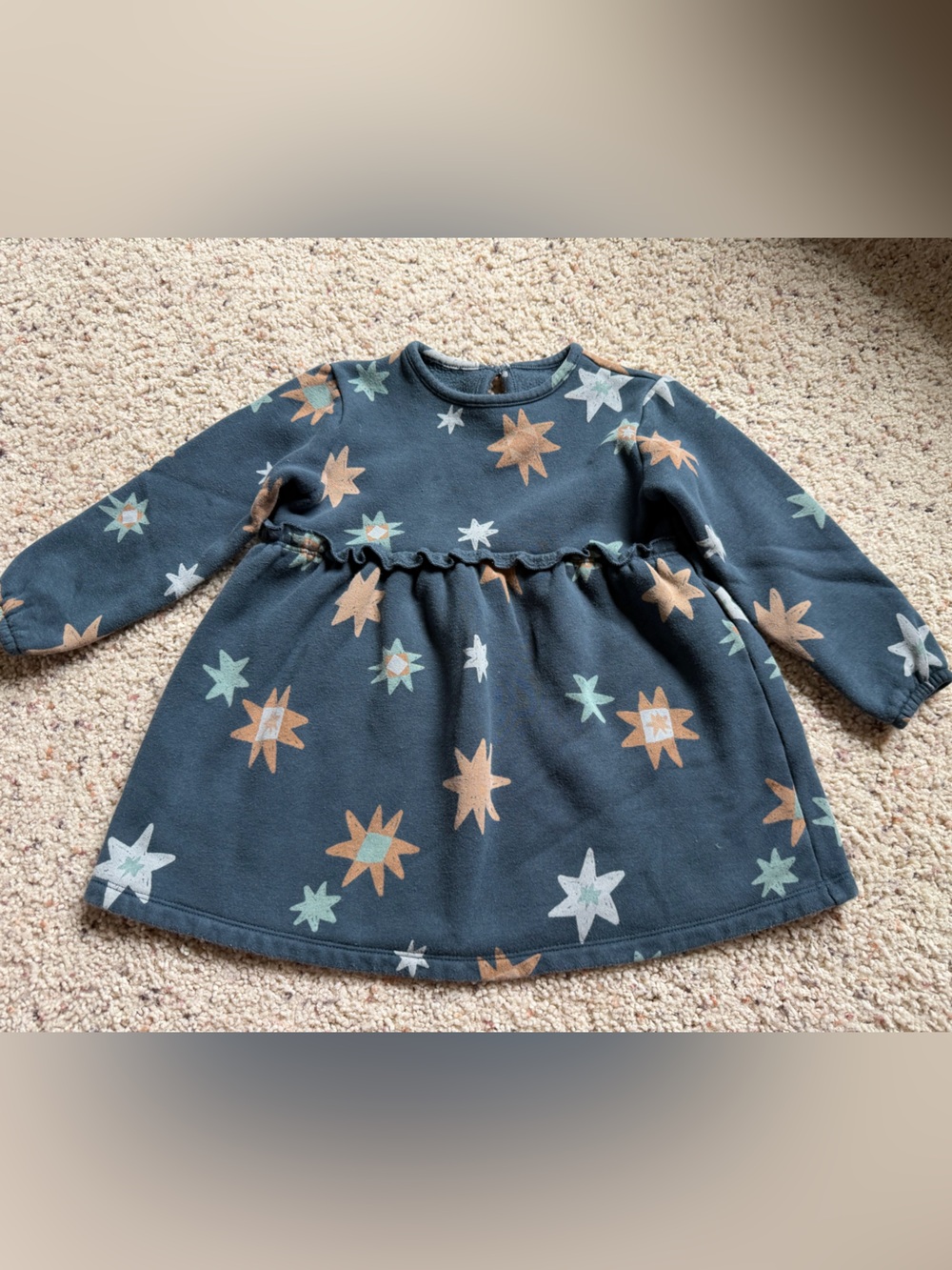 Lauren Conrad Little Co. Girls' Navy Star Print Long Sleeve Sweatshirt Dress 4t